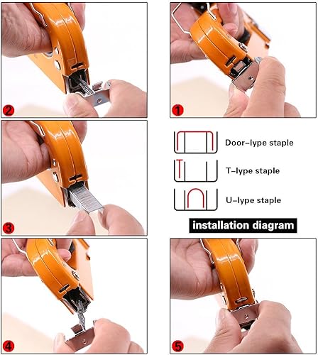 Miniatura 6 de Swpeet Kit de pistola de grapas 3 en 1 con removedor de grapas y kit de selección de 500 grapas, herramienta manual de acero al carbono para