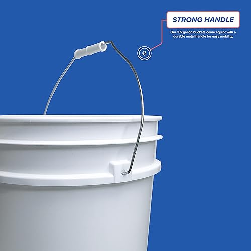 Miniatura 4 de Cubo de plástico de 3.5 galones solo (tapa no incluida), almacenamiento de alimentos, sin BPA, cubo multiusos de 90 mil, fabricado en los Estados