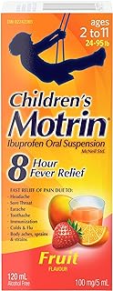 Motrin Children's Liquid Pain Relief, Reduces Fever for up to 8 hours, Ibuprofen, Fruit Flavour, Dye Free 120ml