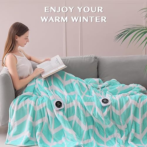 Miniatura 6 de VENTIMI Manta eléctrica tamaño Queen, manta térmica de 84 x 90 pulgadas con 10 niveles de calor y apagado automático de 12 horas, manta de