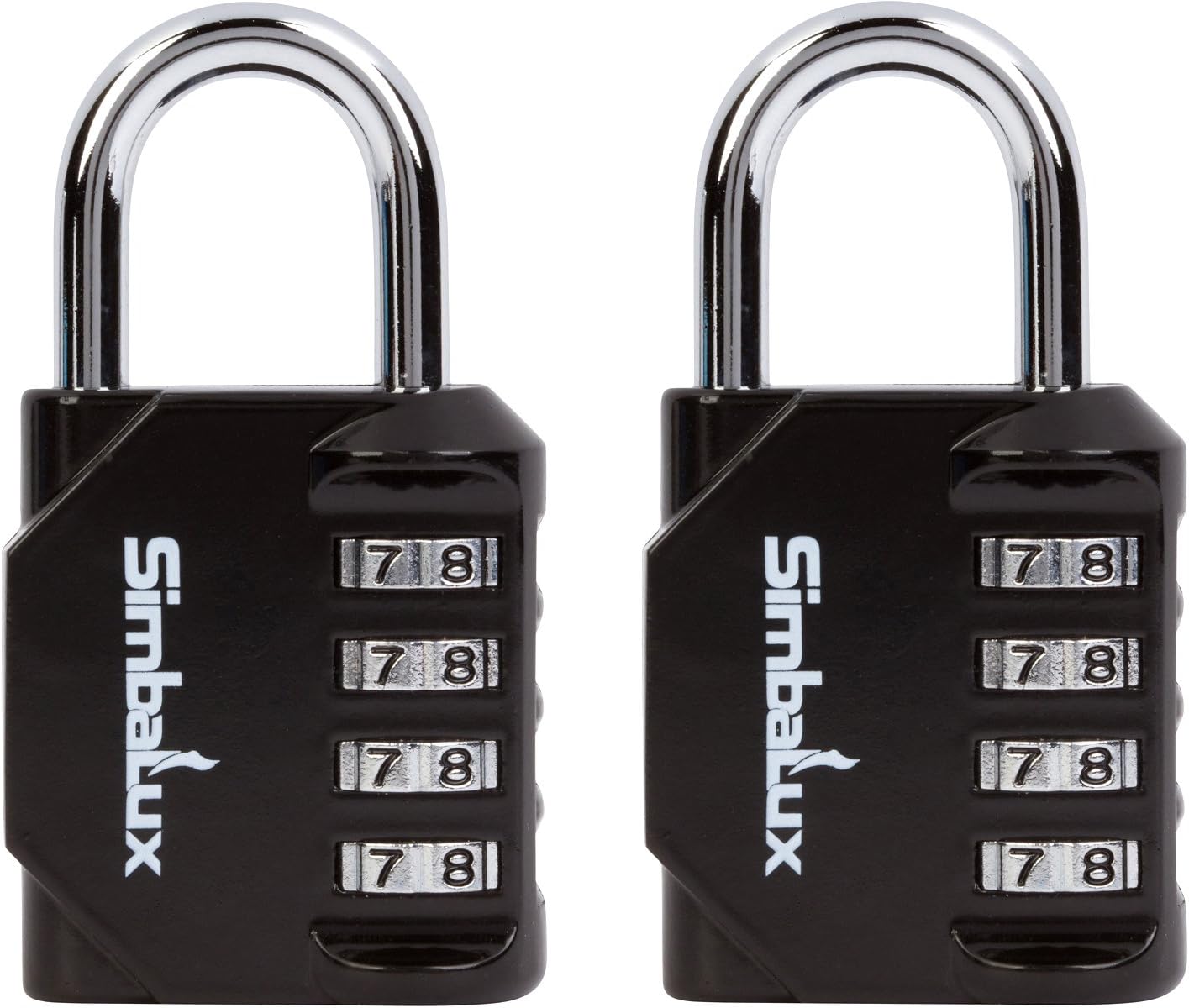 Combination Lock by SimbaLux (Set of 2): 4-Digit Padlock for Extra Security, Easily Resettable, Heavy Duty Steel/Zinc Alloy Lock - for Gym and School Locker, Toolbox, Gate, Fence, Luggage, Suitcase