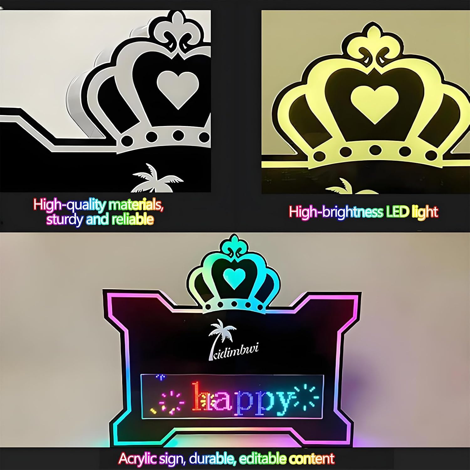 LED Letter Bottle Presenter, Night Club Signs VIP Custom Service with APP Programmable Scroll Play RGB Color Display Screen, for Club, Night Club, Party, Bar BigScreen