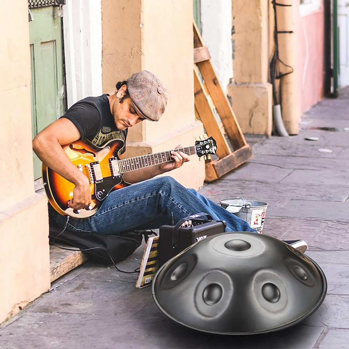 Instrument perkusyjny ręczny, D Minor 12 dźwięków 22" stalowy bęben ręczny z miękką torbą ręczną, 2 młotkami ręcznymi, stojakiem ręcznym, dla zdrowienia dźwięku, medytacji osobistej i relaksu 12Nuty