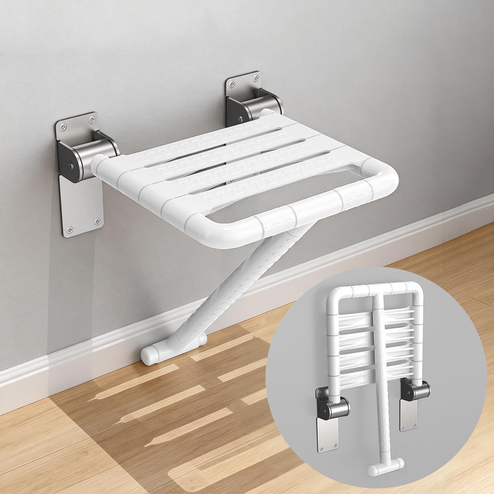 Silla Ducha Plegable, Asiento Ducha Plegable Pared Montada | Taburete de baño, Silla Abatible Ducha Montado en la Pared, Silla Antideslizante Plegable Cuarto Baño para Discapacitado