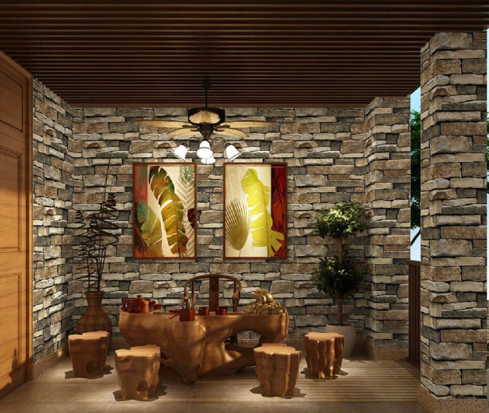 Wallgenics Self-Adhesive Waterproof Brick Wallpaper for Wall, Vinyl Military Brown Stone Wall Paper Roll for Bedroom Living Room Walls Covering (Multicolour, 330 x 45 cm) (B08BNJRHKX) Amazon Price History, Amazon Price Tracker
