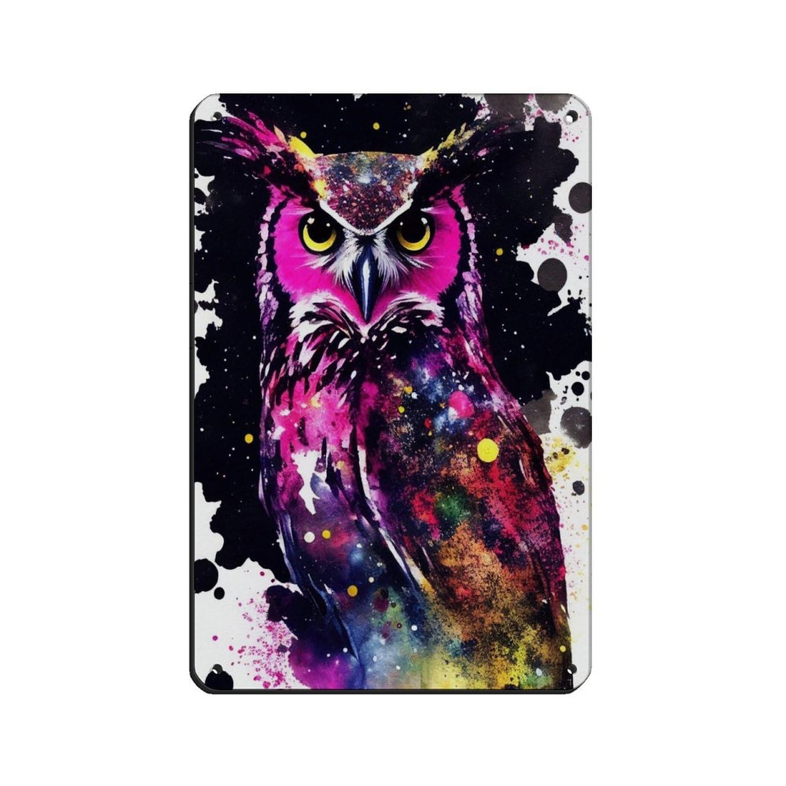 Watercolour Owl Portrait Poster（1） Tin Sign Vintage Metal Pub Club Cafe Bar Home Wall Art Decoration Poster Retro 8x12inch(20x30cm)