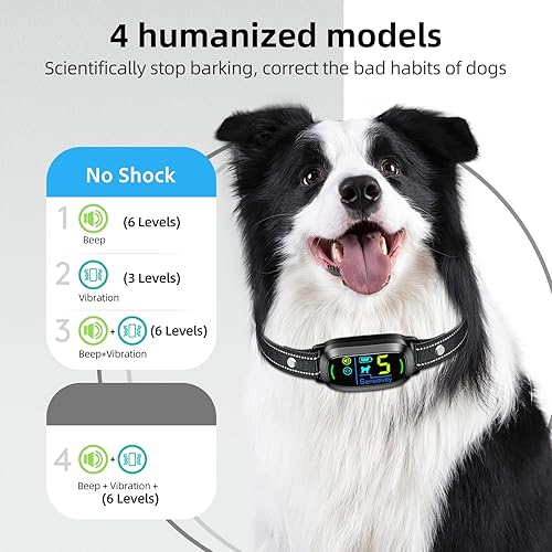 Miniatura 3 de Dog Bark Collar for Large Medium Small Dogs, Rechargeable Smart Bark Collar, Anti Barking Training Collar with 5 Adjustable Sensitivity Beep Black
