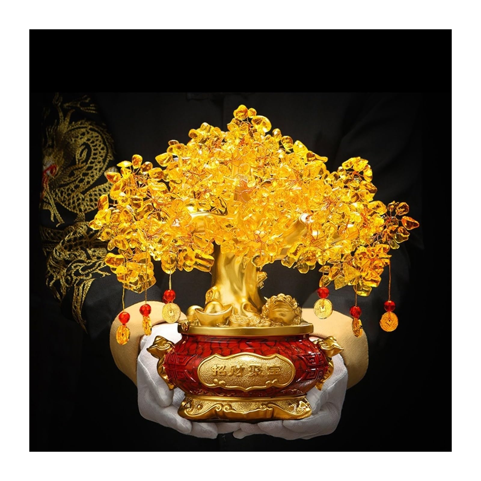 HCZKIUJY Feng Shui Statue Money Tree Ornaments,Fengshui Statue for Wealth and Luck,Luck Symbol Sculpture,Resin Desktop Ornament for Home Office Wealth Lucky Figurine (B)