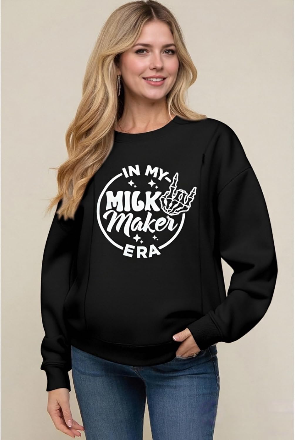 Maternity Nursing Sweatshirts for Women Friendly Zip Breastfeeding Pullover Top Mama's Boobery Print Clothes - Image 3