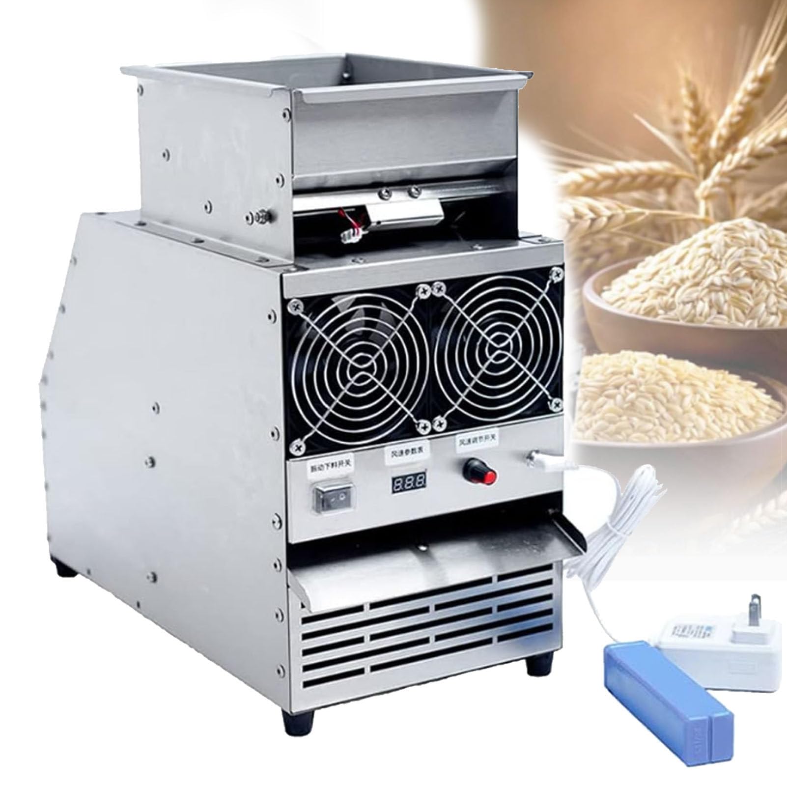 Getreidereinigung Winnower - Elektrischer Getreidewerfer für Hirse, Diverses Getreide & Melonensamen, 60-80kg/Stunde Blassiebmaschine