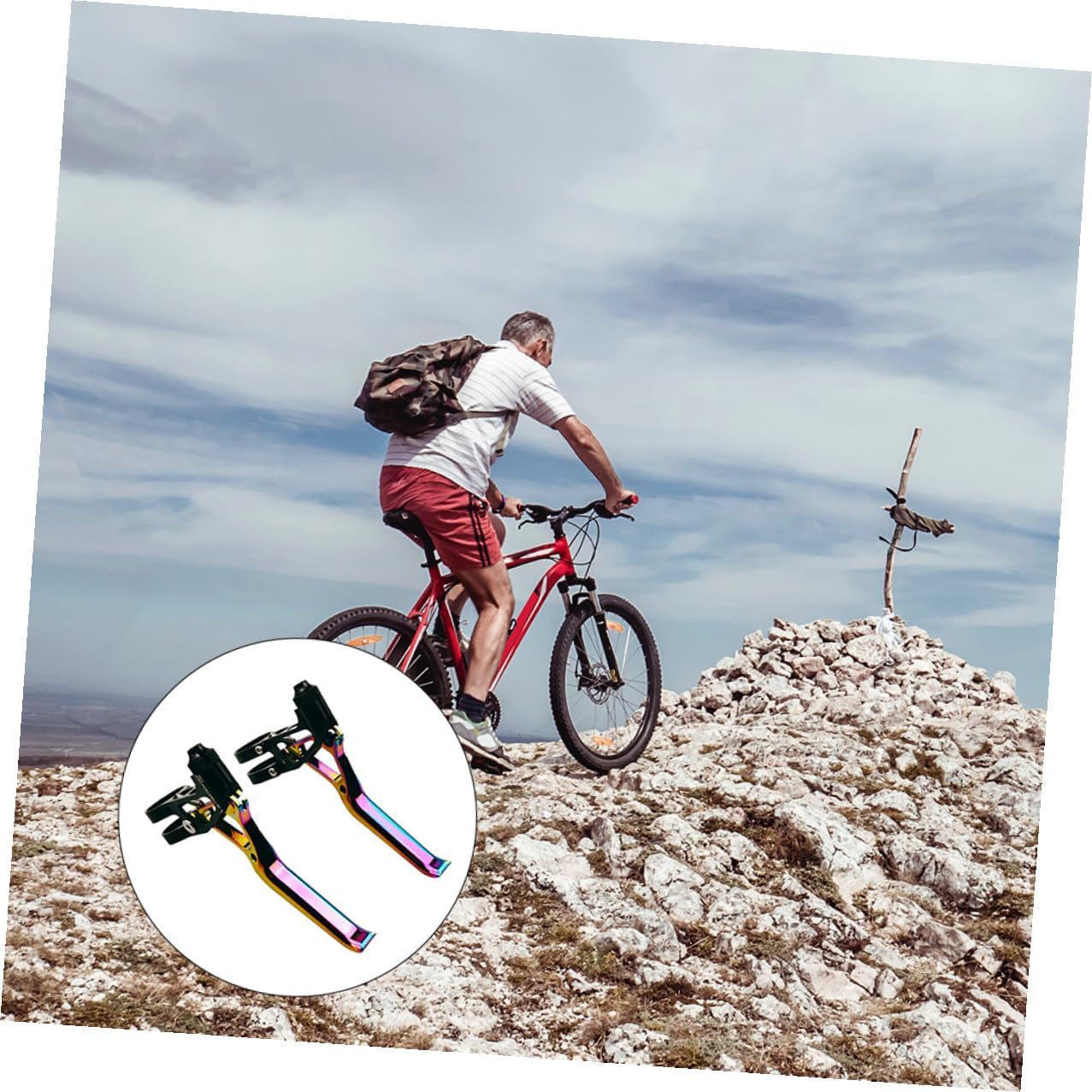 Didiseaon Bike Brake Handle and V-Shaped Brake Lever for Mountain and Road Bikes, Lightweight Aluminum Alloy with Hollow Design, Sturdy Cycling Brake Parts for Outdoor Riding