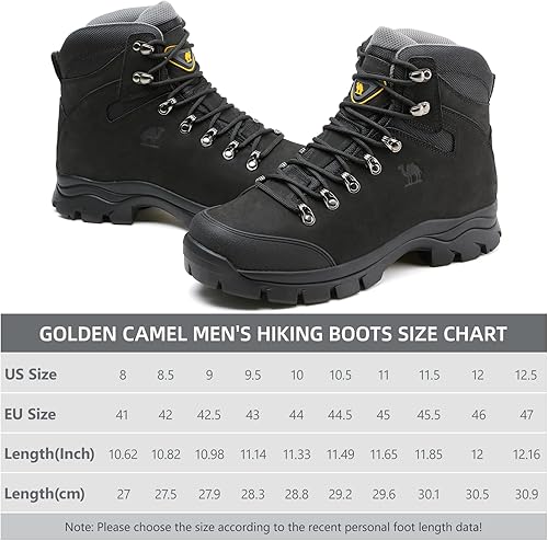 Miniatura 5 de GOLDEN CAMEL Botas de senderismo para hombre, zapatos de trabajo de cuero para hombre, botas de senderismo para exteriores, botas de senderismo para