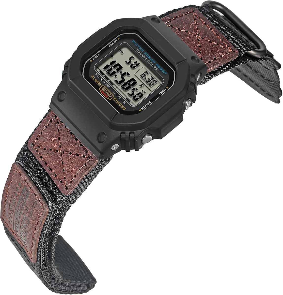 Correa de reloj táctica militar HEMSUT de liberación rápida de 16 mm para Casio | Correa de nailon y cuero resistente a los golpes | Compatible con las series GA-100, DW-5600, DW-6900, GW-M5610, GBD-800 y más