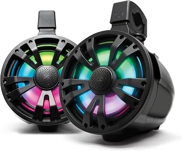 SoundExtreme T8 ExtremeTower Powersports Marine Waterproof Sealed 8-inch 2-Way Wired Passive Speakers 2-pc Set Black