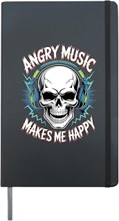 Angry Music makes Me Happy - Rock Music Lover Hardcover Journal, Black