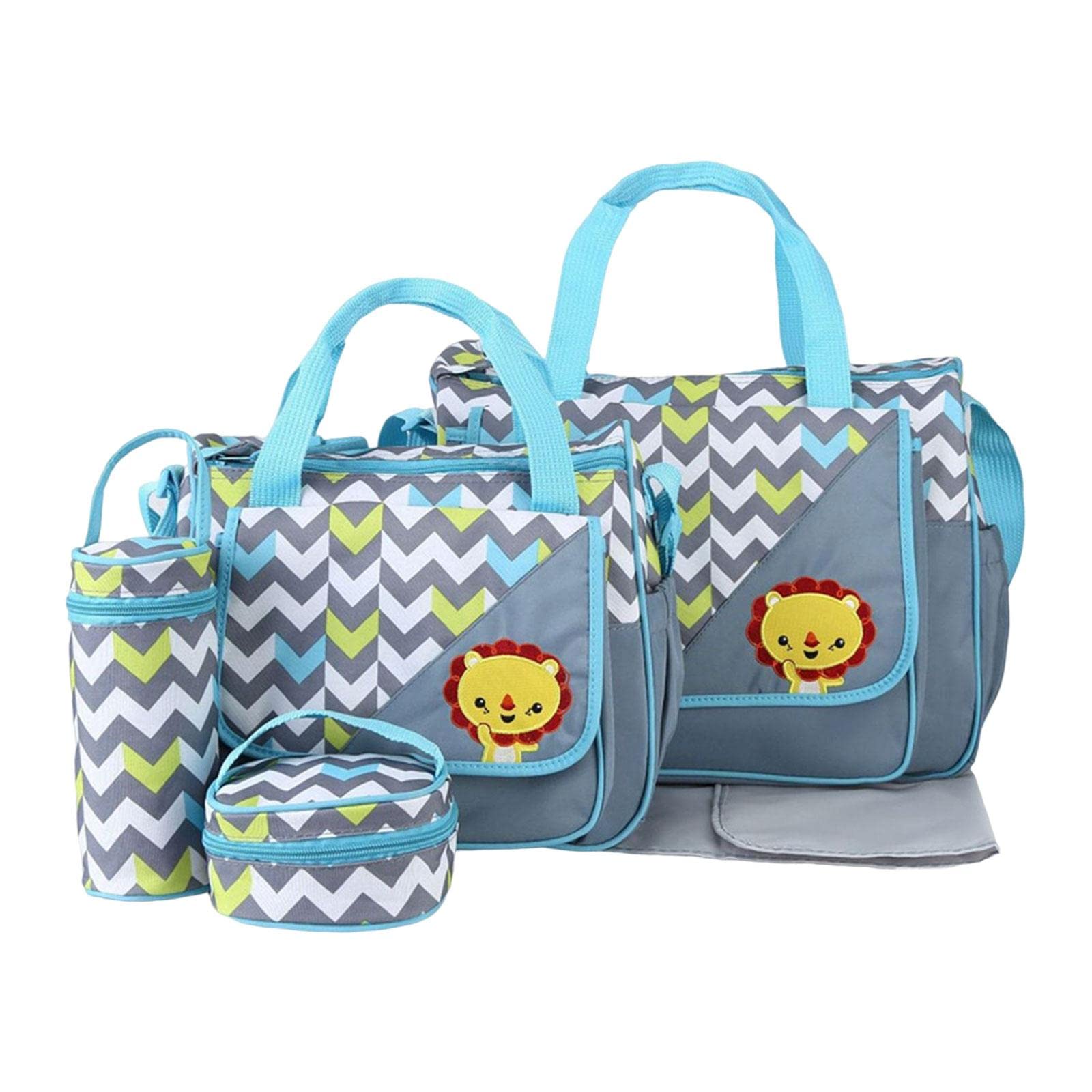 Diaper Bag Set with Pockets with Bottle Bag with Lunch Bag Shoulder Backpack Gray |Baby | Diapering |1 Piece Large-image-18