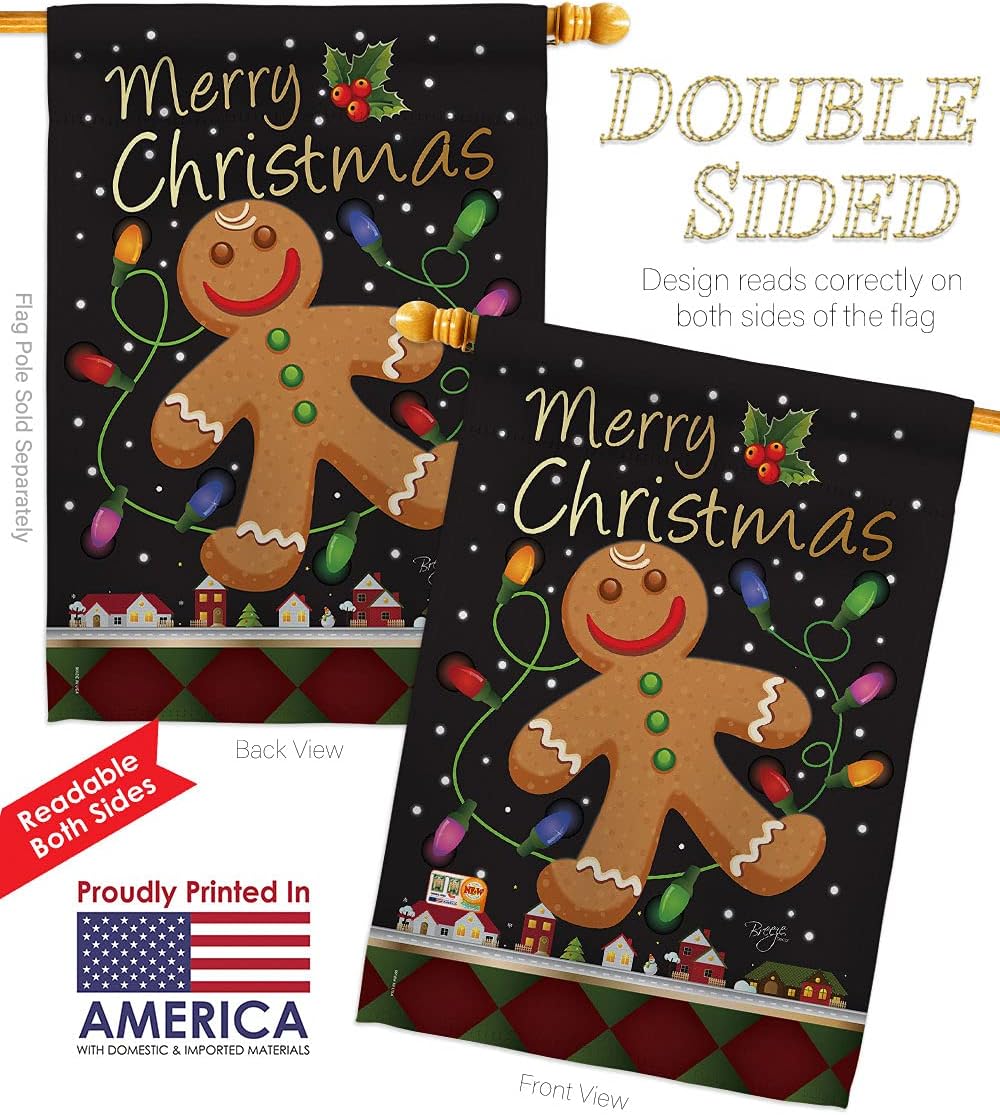 Gingerbread Tapestry Christmas Gifts Feliz Navida Banner Room Indoor Winter Seasonal Breeze Decor Wall Art Patio Porch Lawn Garden Merry Xmas House Flag Outdoor Yard Decorations Made In USA