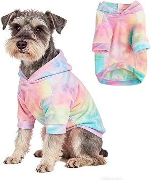 Mklhgty Tie Dye Dog Hoodie Puppy Sweater Sweatshirt, Cold Weather Coat Pet Clothes for Dog Cat