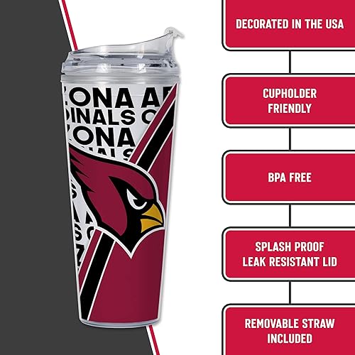 Miniatura 46 de Rico Industries NFL Football - Vaso de acrílico de 24 onzas con tapa con bisagras, vaso de doble pared con licencia oficial para fanáticos de la NFL