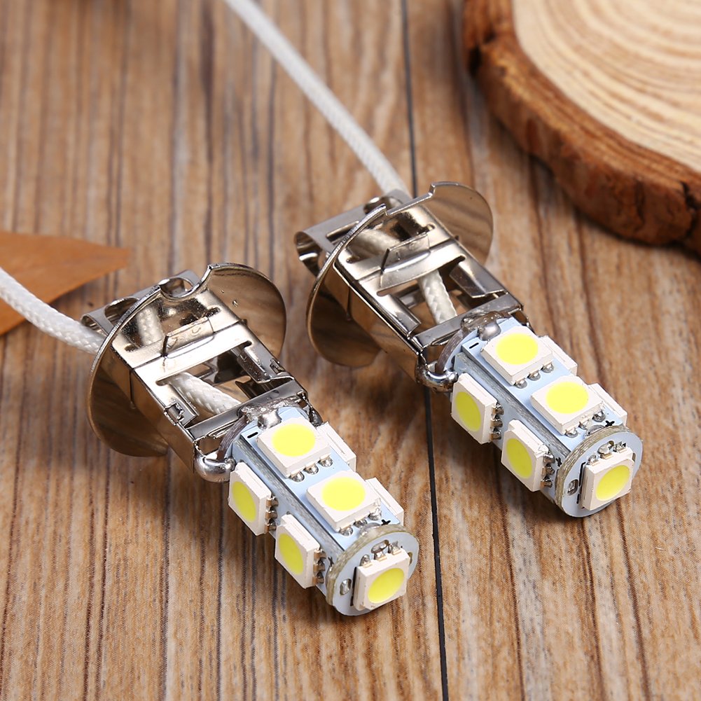 EBTOOLS do ciągnika h3 do żarówek h3 H3 5050 białe 9 SMD LED 300 Lm DC12V Auto Car przeciwmgielne żarówki LED 6500K 2 szt. akcesoria zamienne