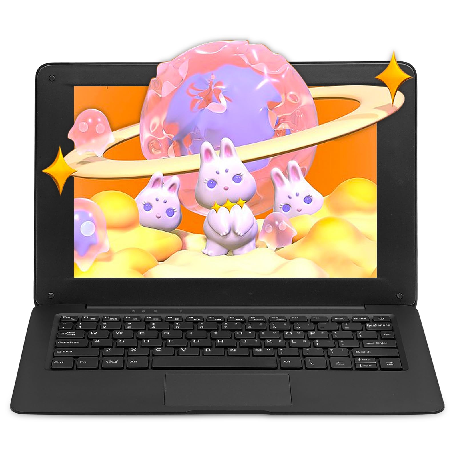 AKEDA 10.1'' Mini Laptop QWERTY, Notebook Compatto con N4000, 8GB RAM, 128GB Storage, Netbook Portatile per Bambini Studenti Apprendimento a Casa – Tastiera Inglese