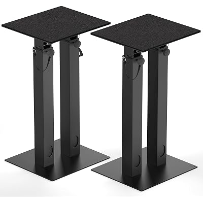 Universal Speaker Stand Pair Double Tubes Heavy Duty Bookshelf Speaker Stands Support 110lbs 16.7" to 29.3" Height Adjustable Floor Speaker Stand with Non-Slip Pad for Home Theater
