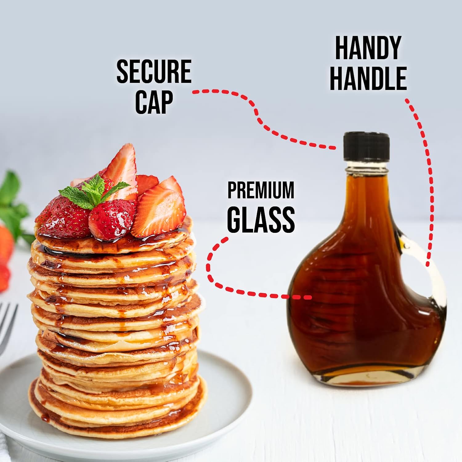 Cornaby's Clear Glass Storage Juice Bottles with Lid | European Style | Salad Dressing Container Set of 3, 8 Oz | Perfect for Gourmet Gift Giving | Homemade Oil Cruet, Syrup Dispenser