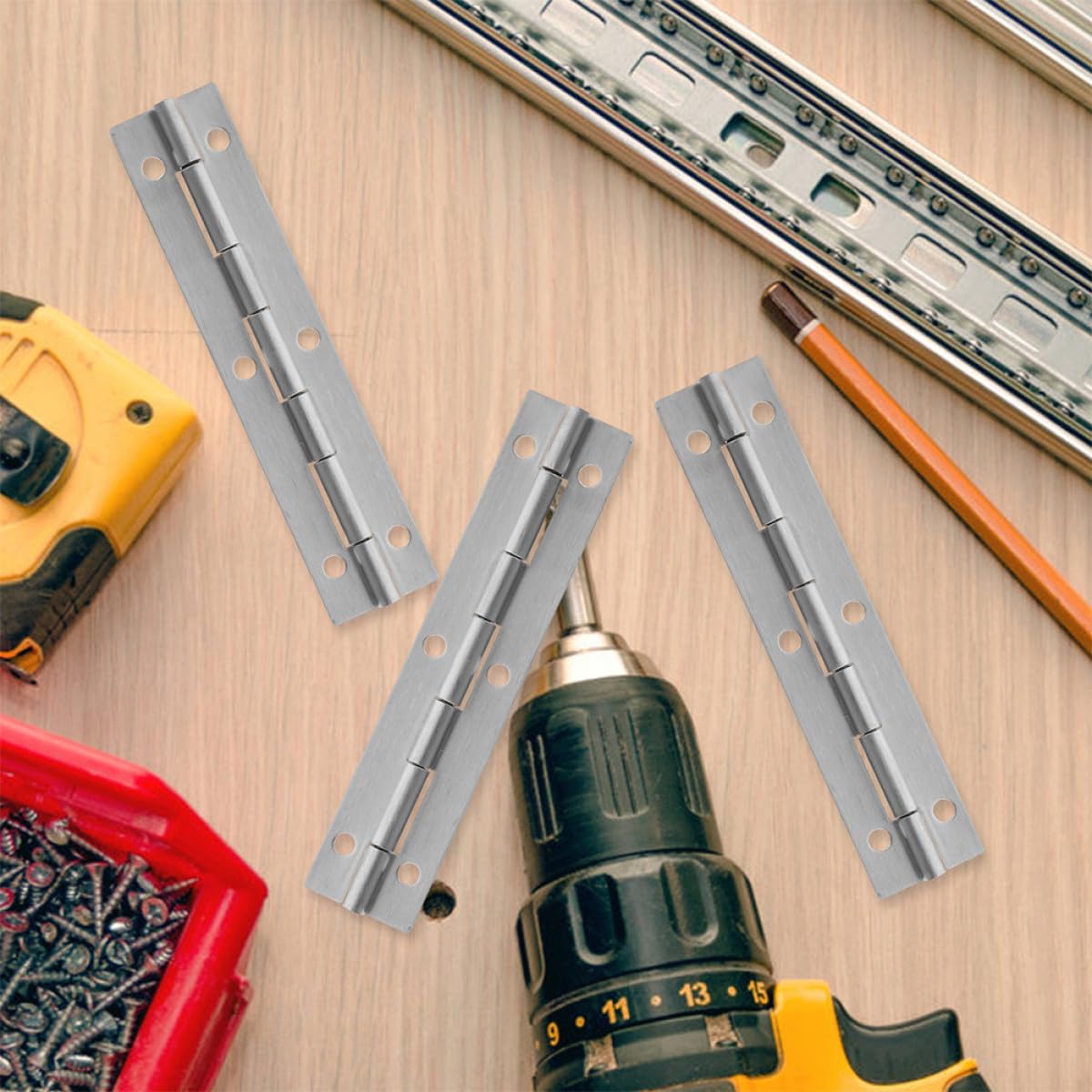 Ipetboom Bisagras de Piano de Acero Inoxidable 304 Bisagra de Mesa 6 Pulgadas Larga Resistente para Puertas de Armarios Puertas de Gabinete 6 Unidades Uso Doméstico y Profesional