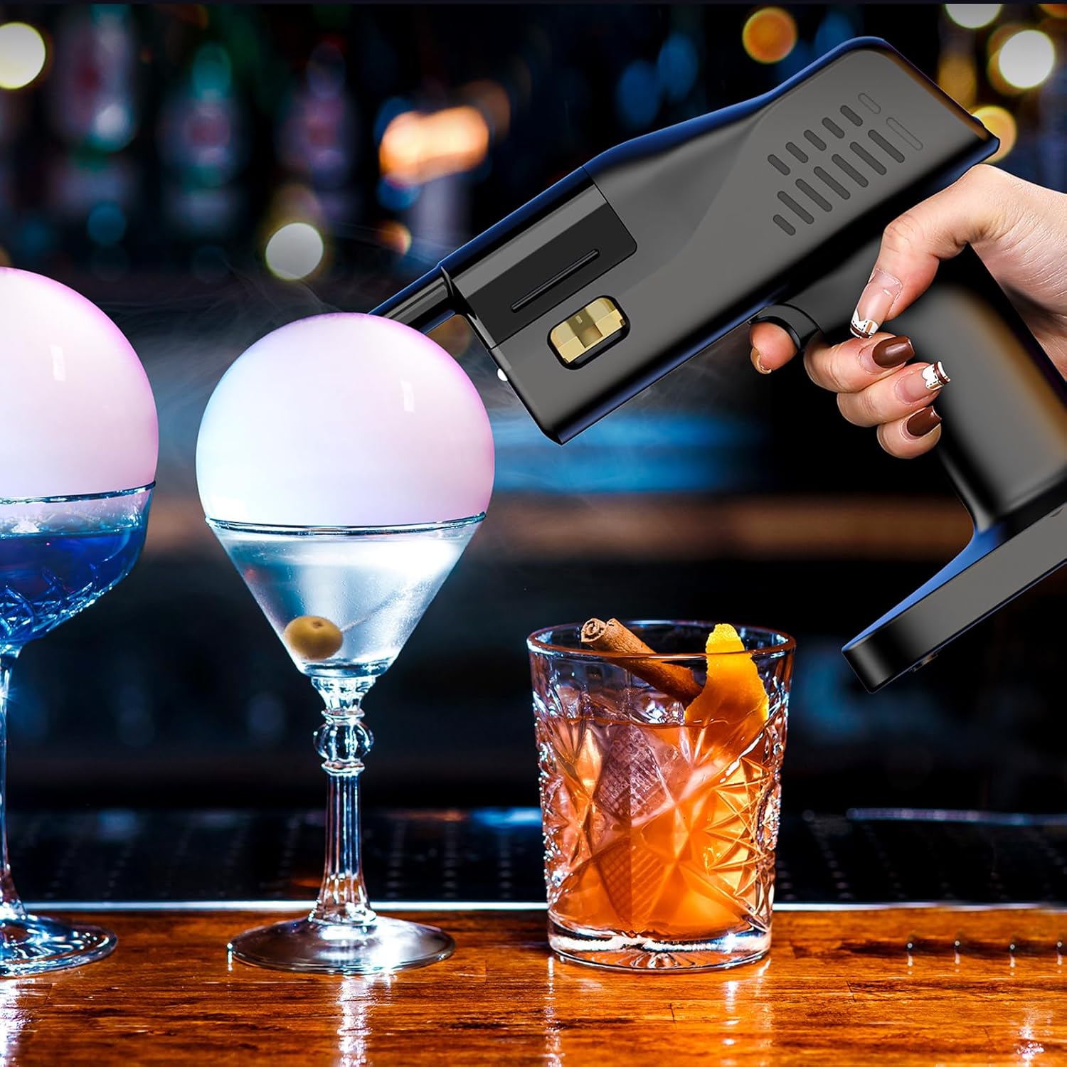 Smoke Gun Bubble Maker, Includes Aromas and Edible Bubbles, for Cocktail Drinks and Enhancing The Flavour of Food, Bar/Home Use (Set)
