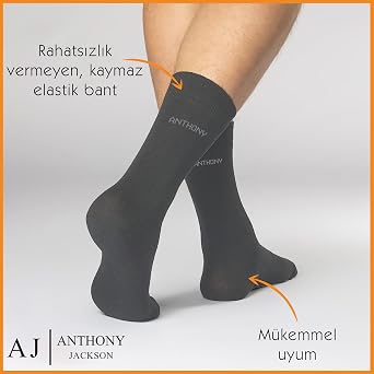 Anthony Jackson 6 Çift Kutulu BAMBU Premium Klasik Erkek Çorap