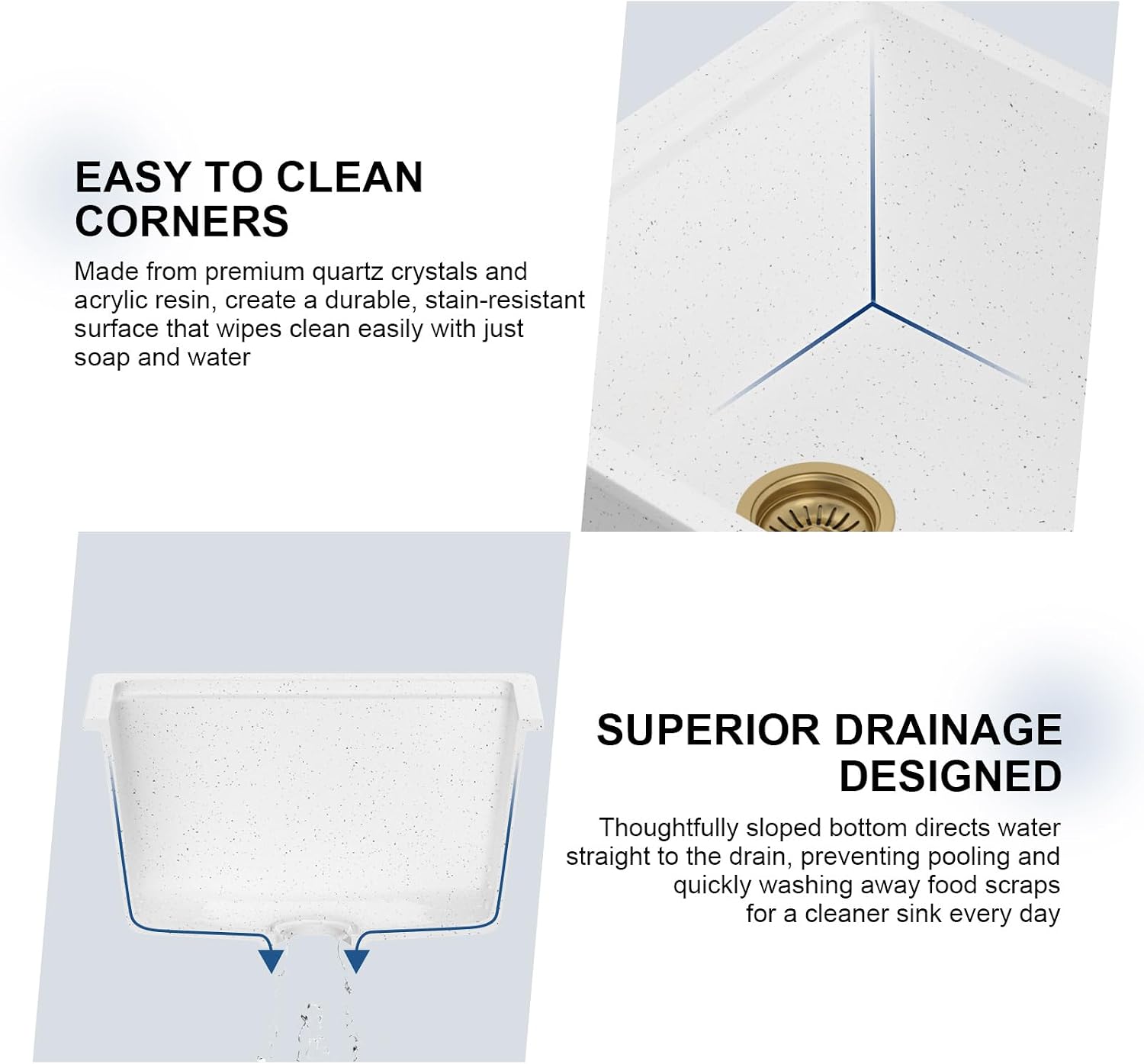 Mocoloo 18 Inch White Undermount Granite Composite Kitchen Bar Sink - 18 x 18 Matte White Ledge Workstation Kitchen Sinks, Composite Quartz Single Bowl Under Counter Bar Prep Rv Sink Basin