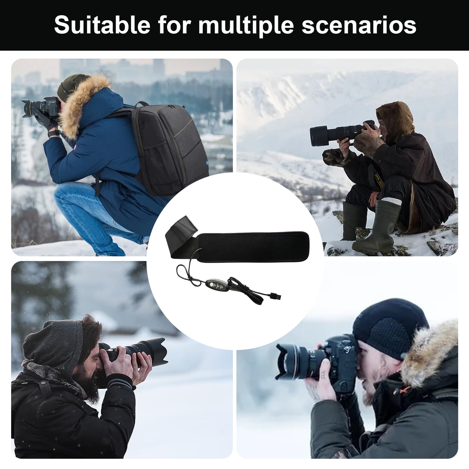 Bande chauffante USB anti-buée pour lentilles 28 x 6,5 cm 3 réglages de chaleur