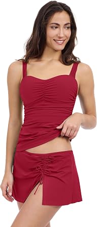 Profile by Gottex Women's Tutti Frutti D-Cup Center Ruched Tankini Top with Underwire Foam and Built-in Bra