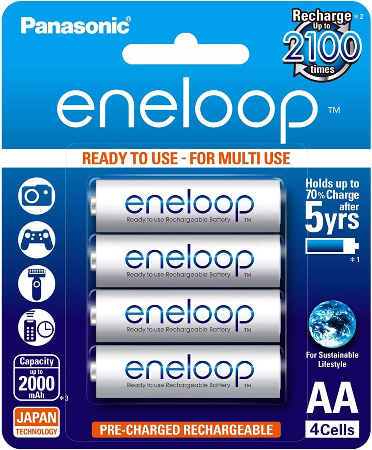 Eneloop Rechargeable Batteries AAx4