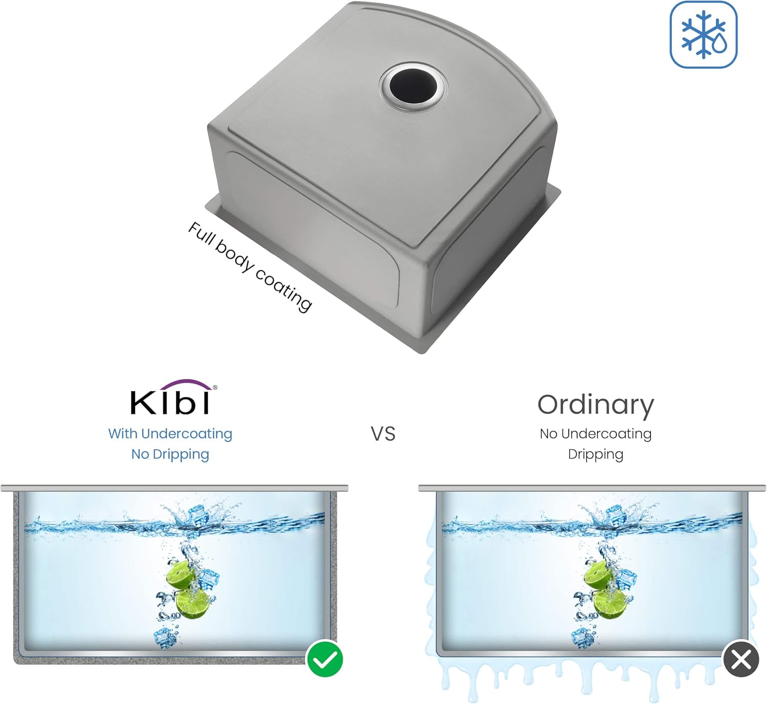 KIBI 22″ Undermount Stainless Steel Kitchen Sink Single Bowl Workstation, D-Shape Handcrafted, 16-Gauge 304 Stainless, Deep 9″ Bowl, Bottom Grid & Basket Strainer Included, Undercounter Prep Sink