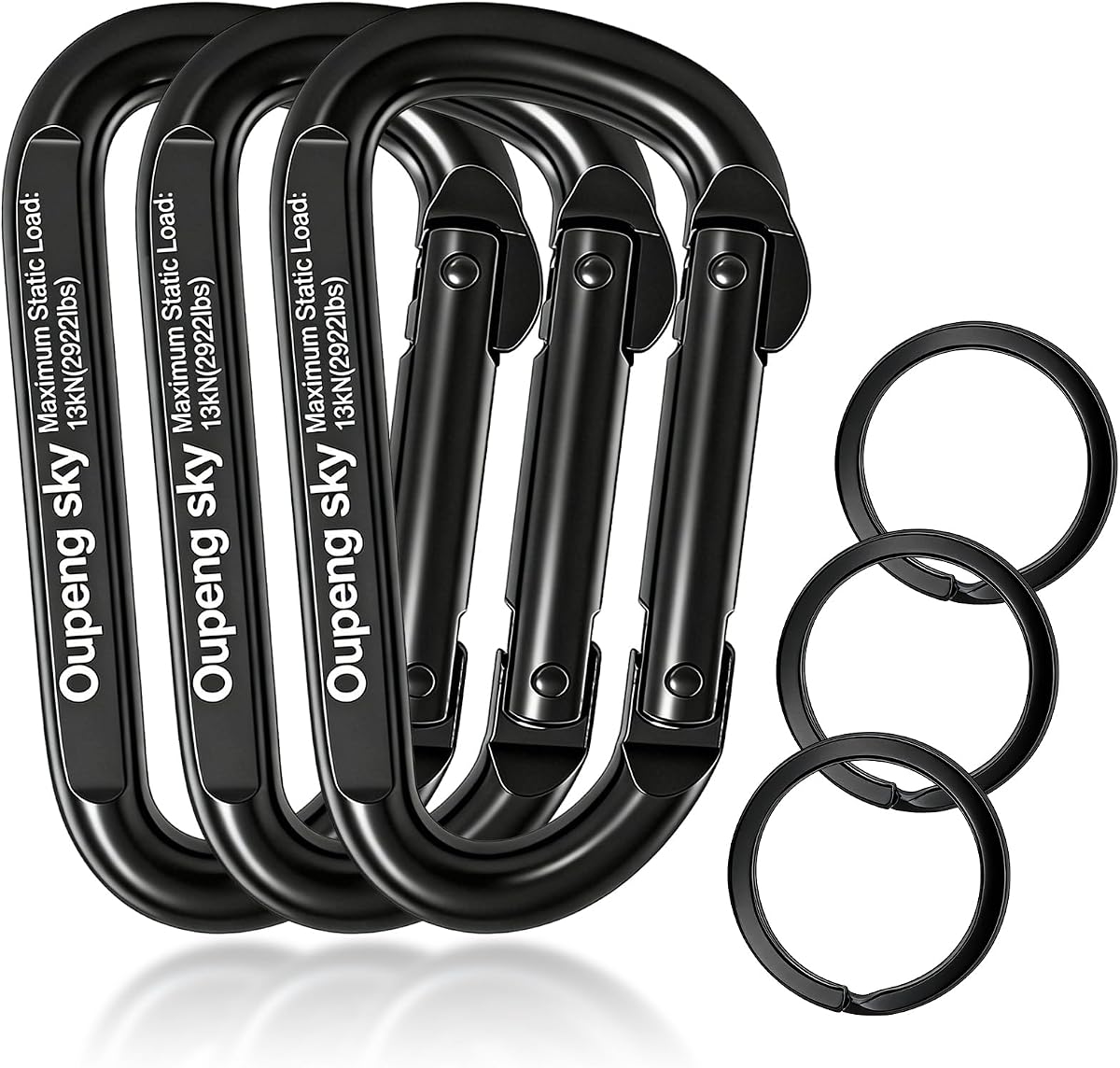 Carabiner Clip - Heavy Duty Carabiners 800lbs-13KN (2922 lbs) Carabeaner D Ring Shape,Key Chain Clip Hook,Keychain Clip,Multipurpose for Camping, Hiking,Backpacking or Other Outdoor Activities.