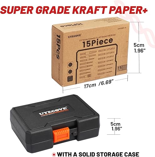 Miniatura 5 de Juego de 15 extractores de tornillos pelados, 65424341 HSS de acero para mano izquierda, juego de extractor de tornillos fácil de sacar, adaptador