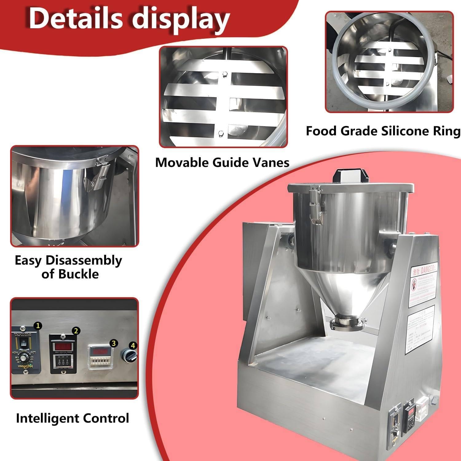 10/20/30/40L Electric Small Dry Powder Mixer,304 Stainless Steel Powder Blender,Industrial Mixer, Lab Mixing Equipment for Powder and Granular Materials 20L
