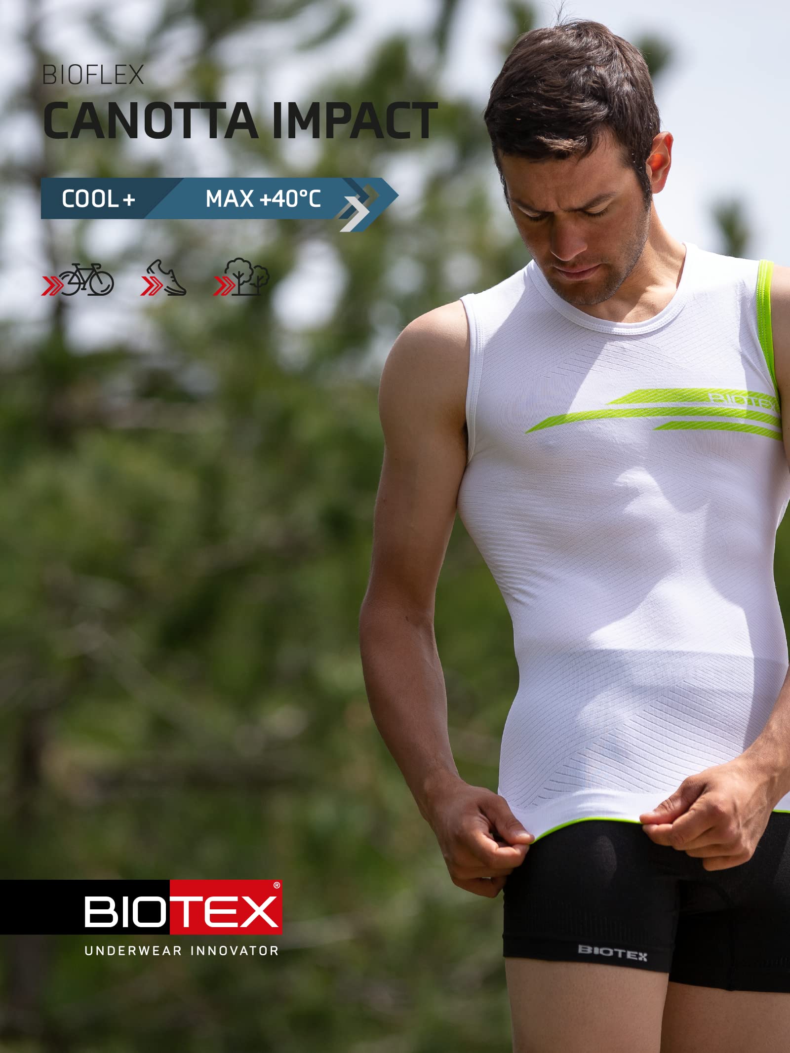BIOTEX Canotta Impact Traspirante da Uomo per Ciclismo e Running, Intimo Tecnico Sportivo Ideale per L'Estate e per l'inverno