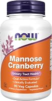 NOW Mannose Cranberry Supplement - Dual Action Urinary Tract Support, Clinically Evaluated, 90 Veg Capsules