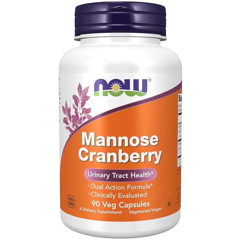 NOW Suplemento fitoterápico de cranberry e manose, 90 cápsulas vegetais