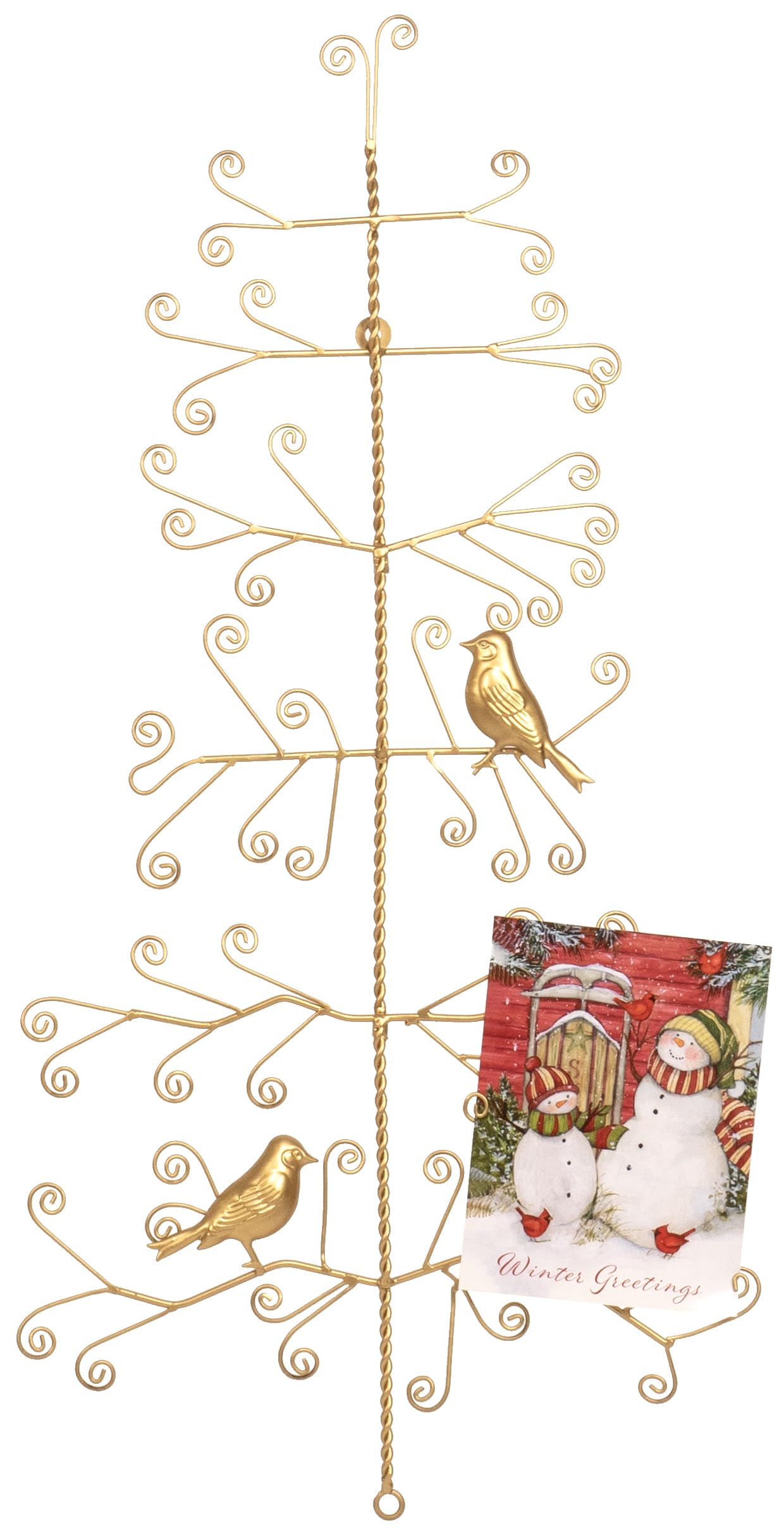 Red Co. 35" Tall Decorative Metal Wall Tree - Gold Finish Photo & Card Holder, Holiday Display