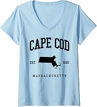 Womens Cape Cod Massachusetts V-Neck T-Shirt
