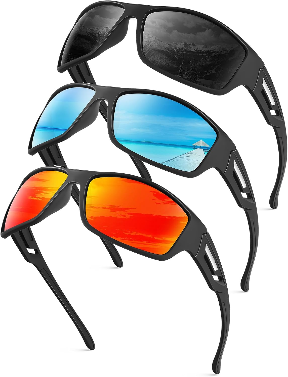 KALIYADI Sunglasses-Men Polarized Sports Sun-glasses: Mens Sun Glasses Polarized UV400 Protection Driving Running Cycling