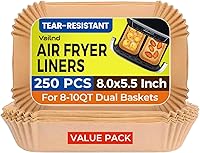 Vista 17 de 125 forros pequeños desechables de papel pergamino para freidora de aire con canastas de 2 y 2.1 cuartos de galón, hojas de papel de hornear