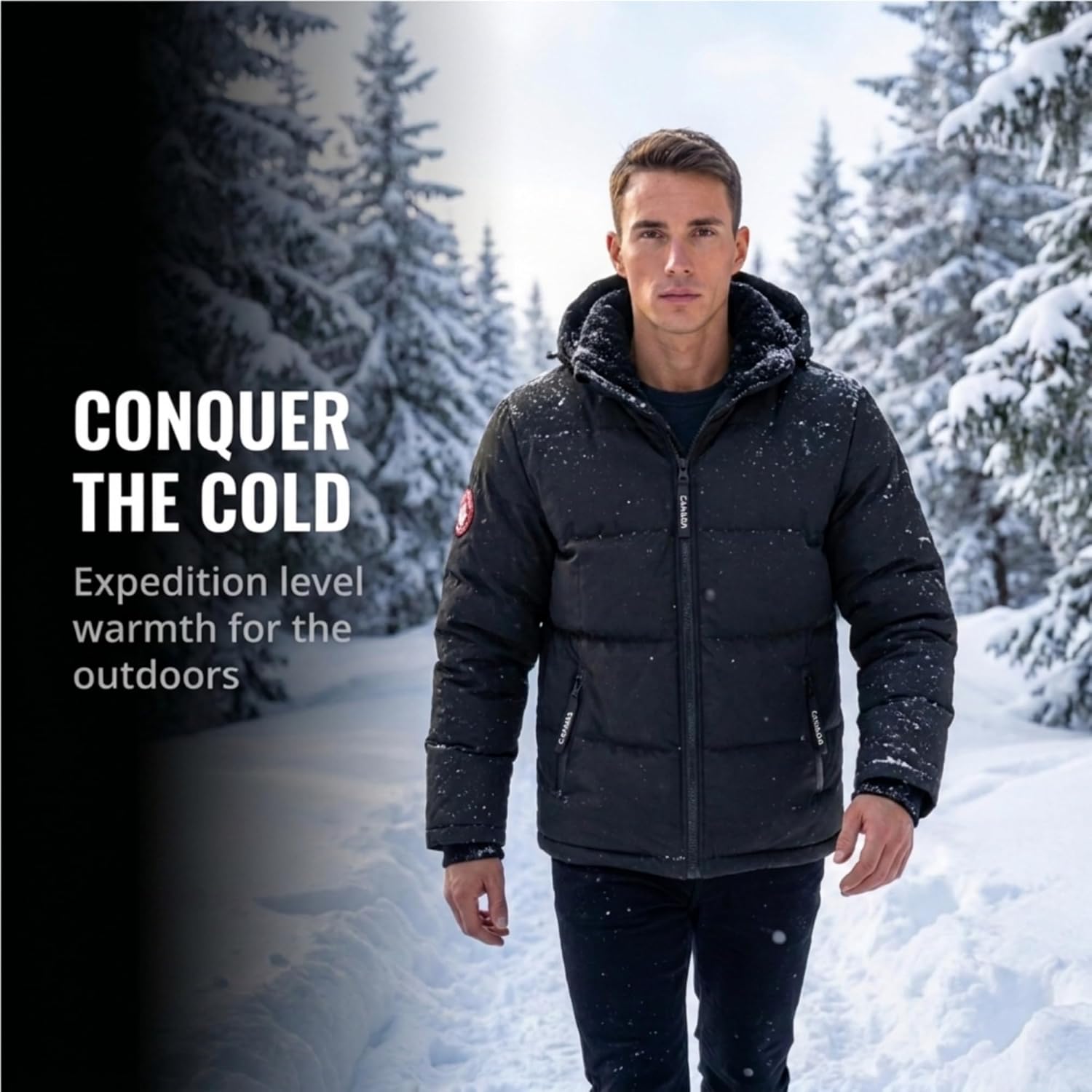 CANADA WEATHER GEAR Puffer Jacket Men - Sherpa Lined, Heavyweight Coat