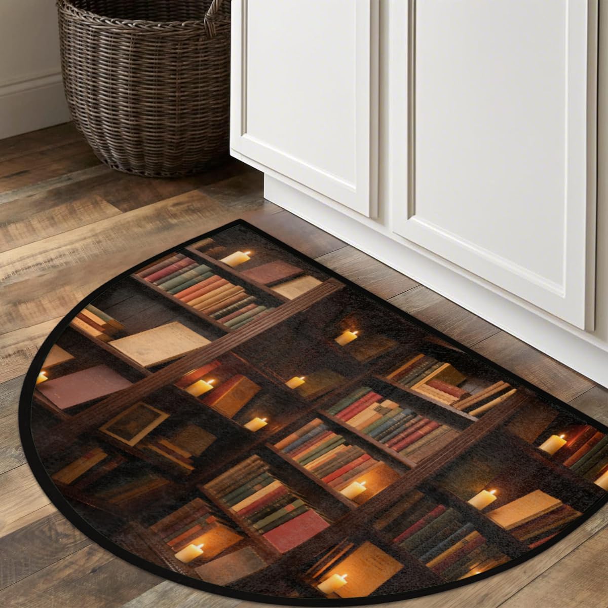 Half Round Door Mat - Indoor Outdoor Corner Bookcase Half Circle Rug for Entryway, Bathroom, Kitchen, Living Room - | Washable Non-Slip Half Moon Mat for Entryway, Bathroom, Kitchen & Living Room