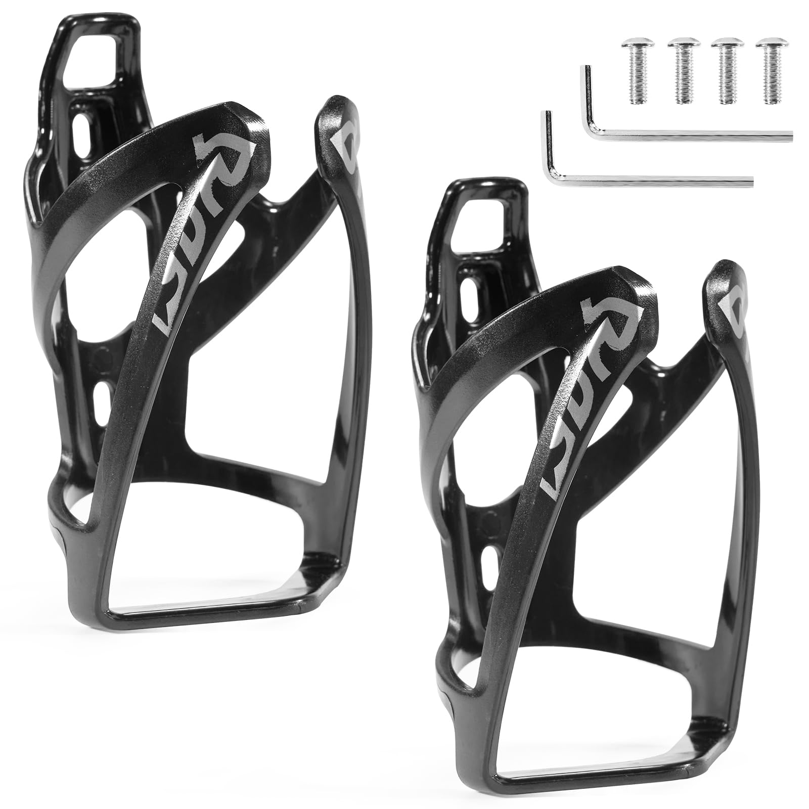 Elalove 2er Set Flaschenhalter Fahrrad, Universeller Leichter Flaschenhalter aus PC für 0,5-1,1 l Flaschen, Inkl. Montagezubehör, Schwarz