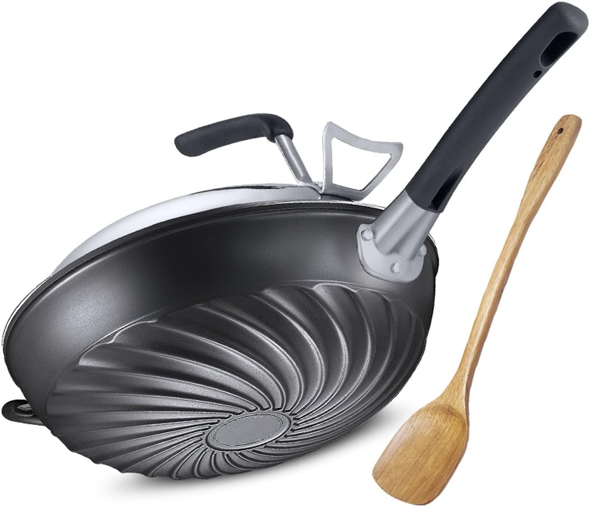 Gjhh Fry Pan Wok 32CM King Kong Whirlwind Fry Pan Nonstick Cooker
