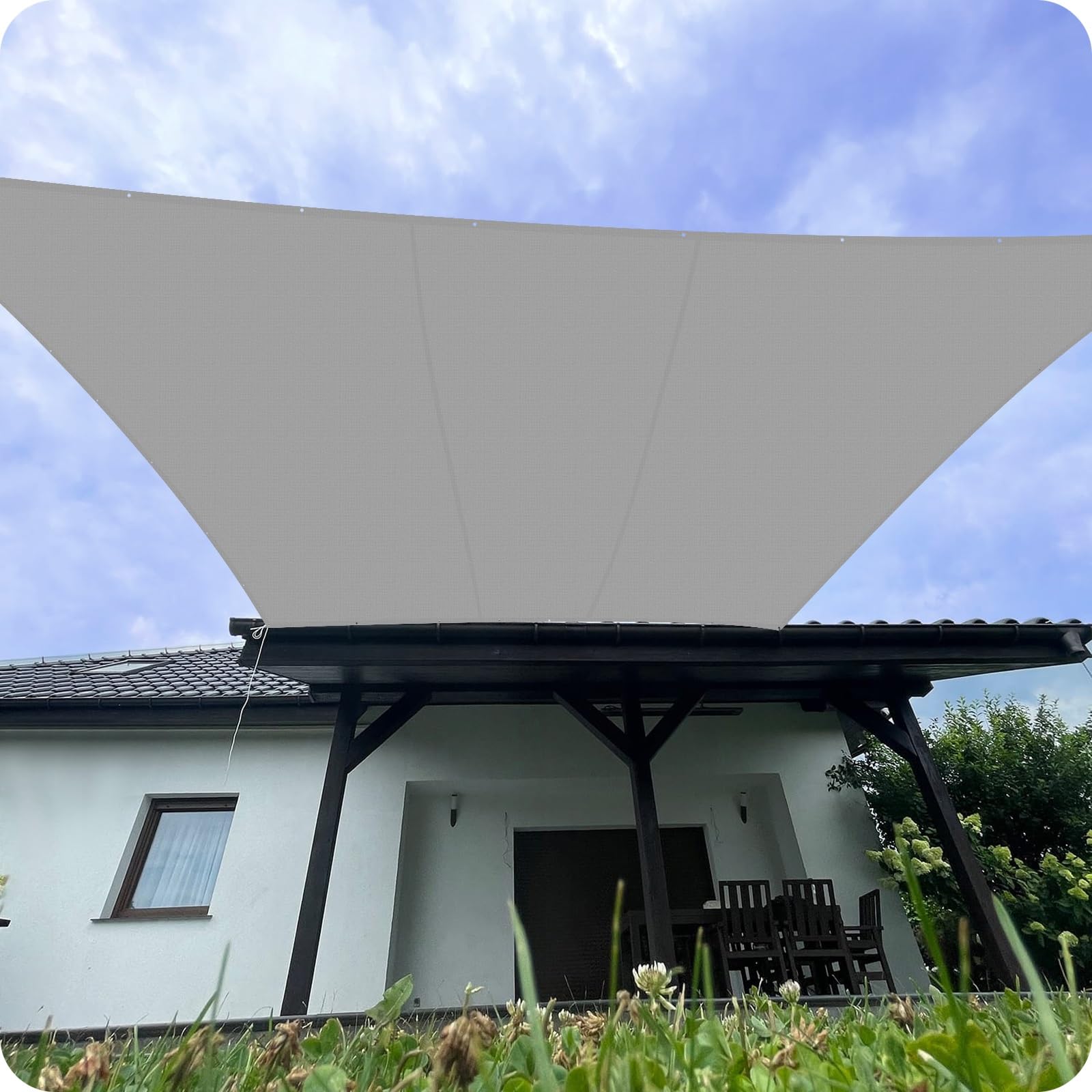 Voile d'ombrage étanche 5.5x6m gris clair bâche respirante pour jardin